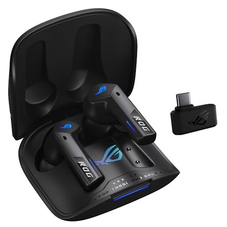 ASUS ROG Cetra True Wireless Gaminghörlurar 2,4 GHz och Bluetooth 5.3, Conduction AI Mikrofoner, Svart