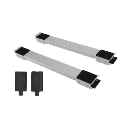 2 stk. Justerbar stål møbel flyttebase 300 kg kapacitet til opvaskemaskine sølv