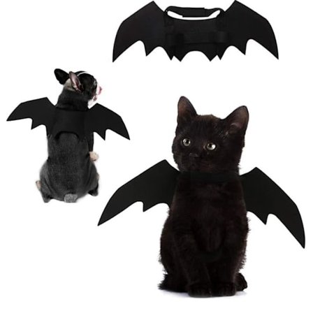 Halloween Kæledyrskostume – Justerbare Flagermusvinger til Kat & Hund, Festtøj til Halloween