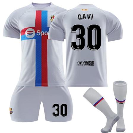 22-23 Barcelona Borta fotbollströja #30 Gavi Fotbollströja Kids 24(130-140CM)