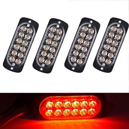 Super Lysstærk Rød 12-LED 12-24V Bil Lastbil Advarsel Alarm Nød Byggeri Vandtæt Blinkende Advarsels Stroboskop Kofanger Grill Baglygte Arbejdslys