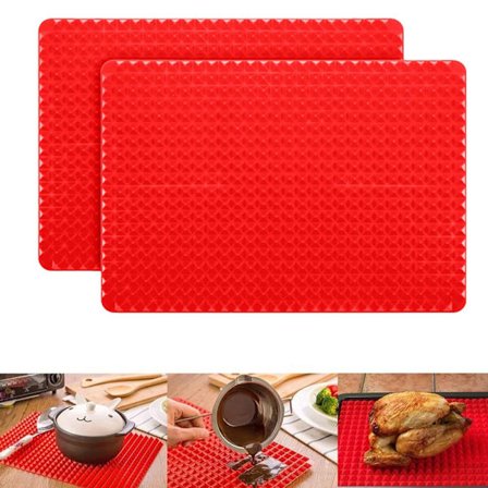 2 runde hull bakeunderlag, grillmatter, silikagel måltidsunderlag