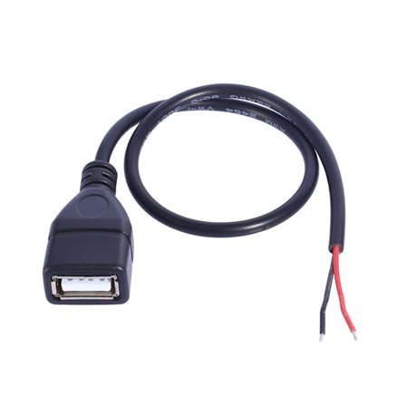 USB Hane 2-Pin Kabel Svart USB Ström med 2-Pin Kabelkontakt