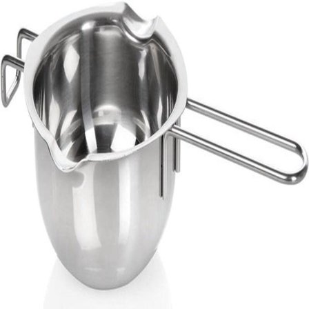 Dubbelväggig smältkastrull för smältning av choklad och smör. Tål maskindisk. Rostfritt stål. 14 cm.