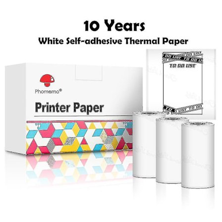 Phomemo 3 ruller selvklebende gjennomsiktig klistremerke termisk papir for T02 M02x etikett klistremerke DIY fototekster studie notater utskrift