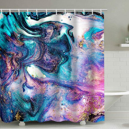 Duschdraperi i texturerat marmor, med 12 plastkrokar