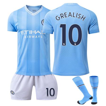 23/24 Ny sæson Hjem Manchester City F.C. GREALISH Nr 10 Børnetrøjepakke Barn-16