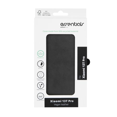 Essentials Xiaomi 13T Pro PU wallet, 3 cards, black