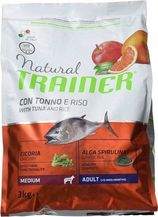 Natural Trainer Crocchette Tonno e Riso Cane Adult Medium 3Kg