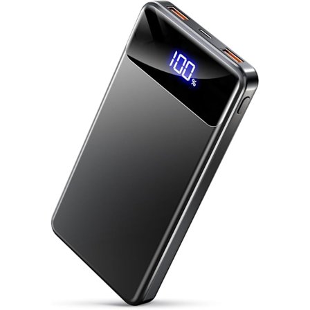 Varavirtalähde, kannettava laturi 10000mAh, PD ulkoinen akku matkapuhelimen pikalataukseen USB-C/A:lla iPhone 16 15 14, Samsung, Xiaomi, musta