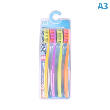 4 stk Myk stor tannbørste med lang hode Oral rengjøringsbørste Hvit