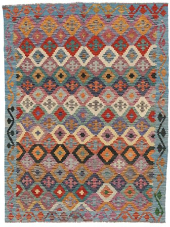 Orientalischer Kelim Afghan Old Stil Teppich 145X195 Braun/Dunkelrot Wolle, Afghanistan