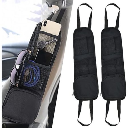 ING To-pakning nettingbil oppbevaringsposer, side sete oppbevaringsposer, Oxford-duk, nettingpose, oppbevaringspose, for passasjersete foran, svart