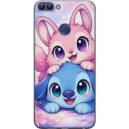 Yhteensopiva Puhelinkuori Huawei Huawei P smart Suloinen kawaii-aiheinen kuvaus vaaleanpunaisilla ja sinisillä fantasieläimillä, suurilla silmillä