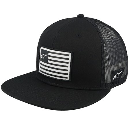 Alpinestars - "Flag Flat Black/Black Trucker " Trucker Black Cap - @ Hatstore