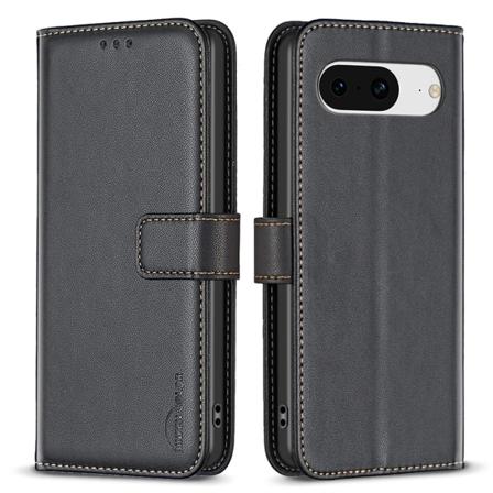 Google Pixel 8 BINFEN COLOR Embossed Plånboksfodral - Svart Svart