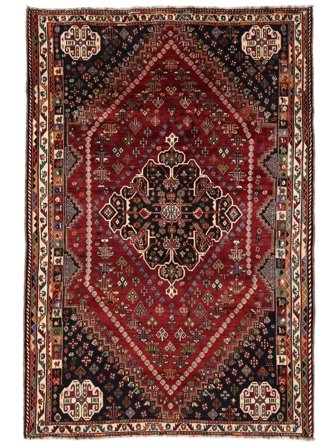 183X270 Tapete Ghashghai Fine Oriental Preto/Vermelho Escuro (Lã, Pérsia/Irão) Carpetvista