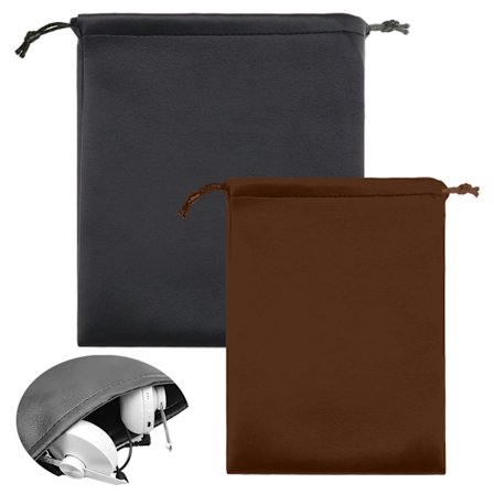 Gjenbrukbar Bærekraftig Pose For Hodetelefoner Og Mer, Fløyel Snøringspose Vanntett Pu-Lær Med Innvendig Lomme Tilbehørsoppbevaring