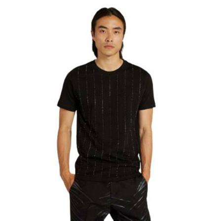 John Richmond, T -shirt with rhinestones Czarny, Mężczyzna, Rozmiar: XL