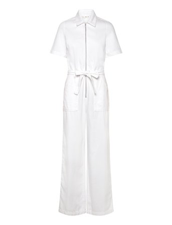 Denim Jumpsuit Belt White Mango