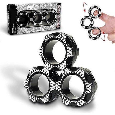 3 stk. Fidget Ring Leker, Fargerike Fidget Ring Leker, Perfekt for Å Lindre Angst, for Gutter/Jenter/Voksne (3PC-Svart)