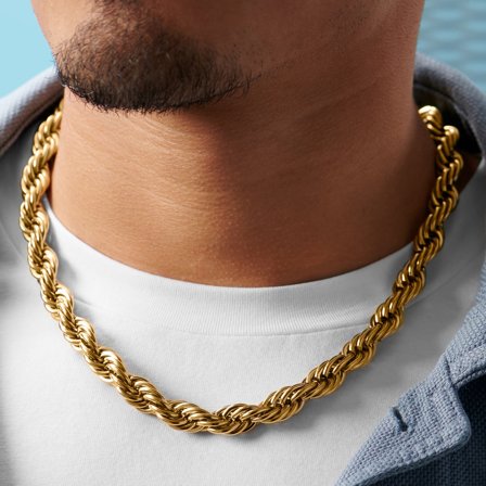 Collin Amager Gold-Tone 10mm Rope Chain Necklace for Men - Steel necklaces