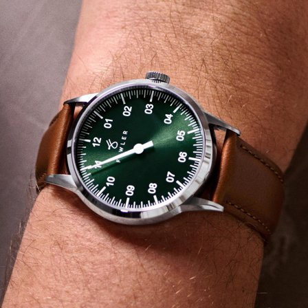 Paz | Reloj monoaguja de vestir de acero inoxidable verde para hombres - Relojes de pulsera