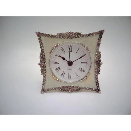 Rustiikkinen hyllykello (hiljainen) olohuoneen takanreunukselle, pöydälle tai työpöydälle, maalaistalon sisustus, antiikkinen valkoiseksi pesty puu, 