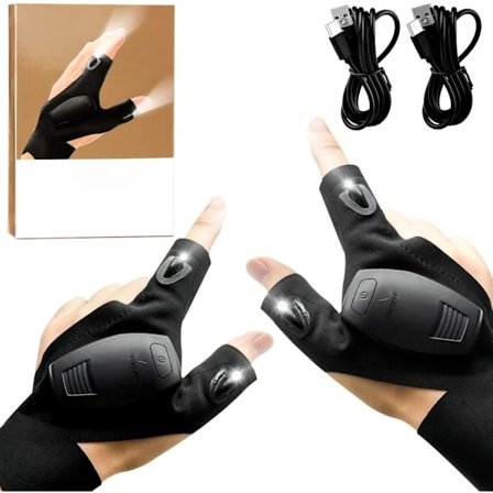 Isänpäivälahja, Ladattavat LED-käsineet Kalastuskäsineet Vedenpitävillä Valoilla, Hyödyllinen Epätavallinen Laite, Alkuperäinen Lahjaidea Miehille, 