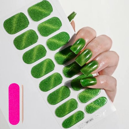 16 Tips Semi-Härdade Gel Nagelstickers Ren Färg UV/LED Lampa Gel Nagellack Wraps Långvarig Full Täckning Gel Sticker Nageldekoration##