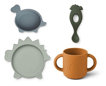 LIEWOOD Vivi Spisestel Sæt Dino Blue Multi Mix, Børn & Forældre, Service, Spisesæt