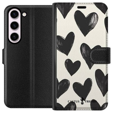 Kompatibelt Lommeboketui til Samsung Samsung Galaxy S23 Cactus and Friends - Bold Black Love Pattern