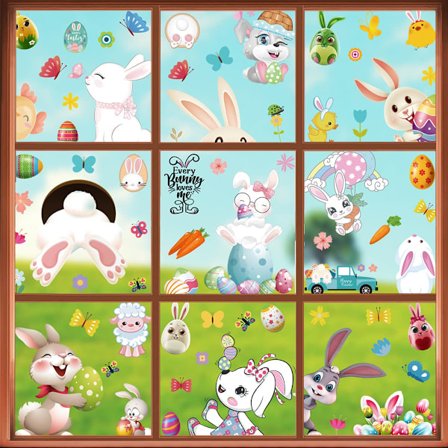 Påske 9 stykker vindue klistermærker dekorationer