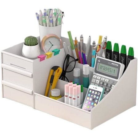 Kosmetikopbevaringsboks Skrivebordsopbevaringsboks Kontor multifunktionel opbevaringsreol, kontorartikler opbevaringsboks med skuffe, til kommode, 