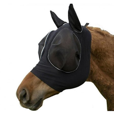 Pustemaske for hest - Anti-mygg og insektsikker hette (svart)
