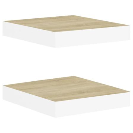 Vidaxl Svävande Vägghyllor 2 St Ek Och Vit 23x23,5x3,8 Cm Mdf Brun