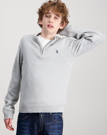 U.S. Polo Assn. DHM Knit Funnel 1/4 Zip Grå Genser Gutt - Kids Brand Store