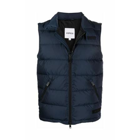 Aspesi, Gilet Piuma Slim Re Nylon Leggero Compatto Jakker, Blå, Herre, Størrelse: L