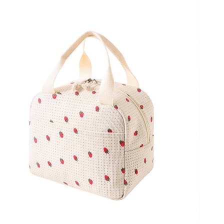 Madpakke - Fløjl - Madkasse til Studerende/Kontoransatte - Isoleret Taske - Vandtæt - Bærbart Håndtag - Sød Madpakke - Beige