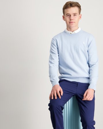 Polo Ralph Lauren Cotton Crewneck Sweater Blauw Truien Jongens - Kids Brand Store