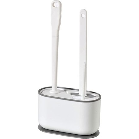 Toiletsbørste, Silikone Fleksibel Toiletbørste Sæt, Væg- og Gulvmonteret Toiletbørste, Hvid