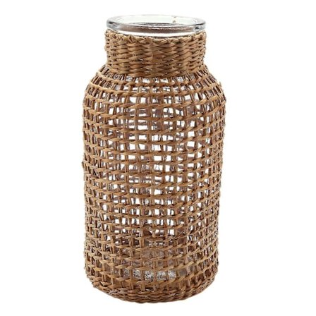 Glasvas med stråblommor, japansk blomkruka i nordisk stil, kreativ blomkorg för vatten (haoyi)