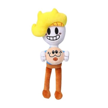 Hamination Bryson og skinke bamse legetøj super dreng med gult hår savlende skinke pude puder plys legetøj blød udstoppet dukke gave(A)
