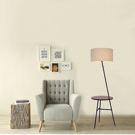 E27 Smide Triangel Ljusstolpe Golvlampa Vardagsrum Sovrum Hotellrum Svart Valnöt