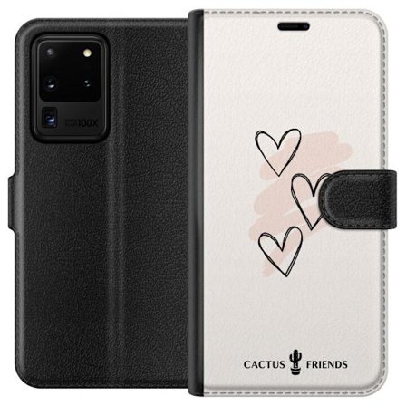 Kompatibel Tegnebogsetui til Samsung Samsung Galaxy S20 Ultra Cactus and Friends - Soft Romance Sketch