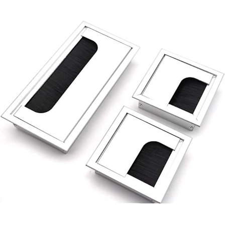 Kabelgjennomføring Kvadratisk, Innfelt Bordkabel Aluminium Sølv Anodisert Trådbordorganisator Passasje 2 stykker 80 * 80mm + 1 stykke 160 * 8...