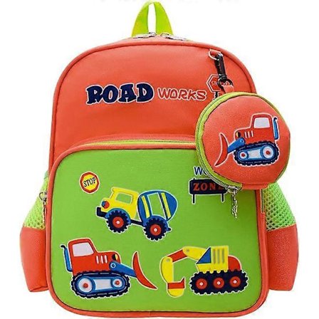 Barn Ryggsäck Söt Byggbil Skolväska Present till Barn 3 till 7 år Unisex Barnryggsäck
