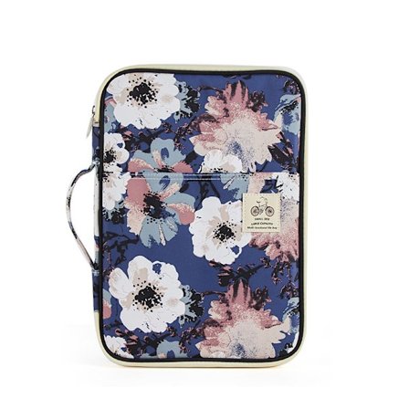 Kannettava Portfolio Lyijykynäkotelo A4 Folio Vedenpitävä Vetoketjulla ja Kahvoilla Kukka