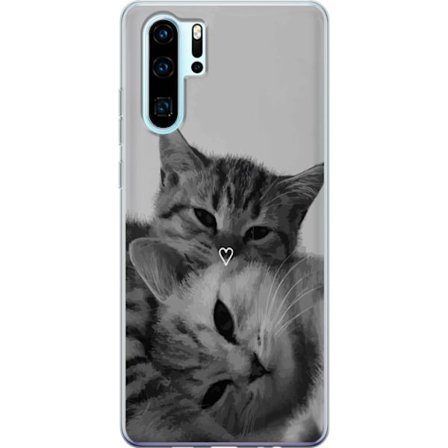 Kompatibelt Mobilskal till Huawei Huawei P30 Pro Katt Hjärta