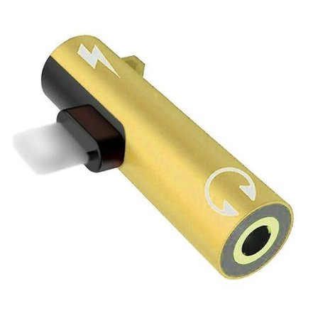 In 1 Dual Port Audio Hörlursdelare Adapter För Iphone 8 Plus X Xs Xs Max 11 Laddare Dispenser Kabelkontakt Color Golden